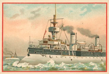 Torpedo Boat Attacking a Battleship